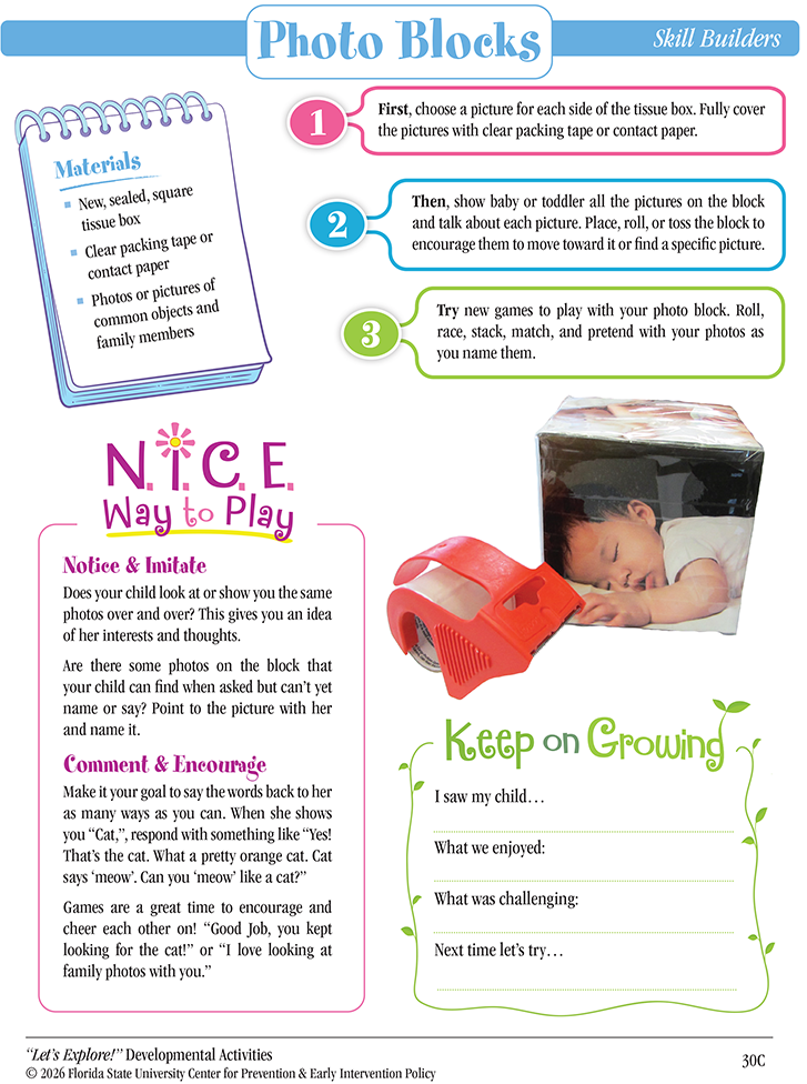 Developmental Activities, sheet 3, “Photo Blocks"