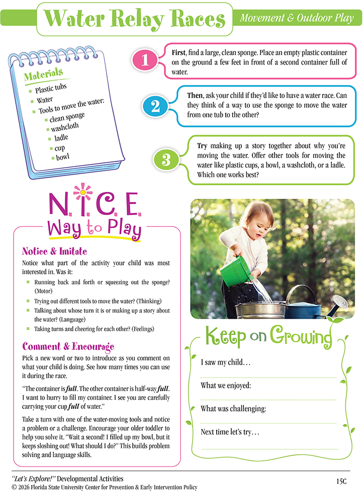 Developmental Activities, sheet 6, "water Relay Races"