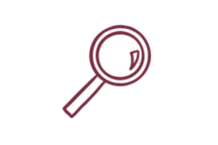 Magnify glass icon in garnet